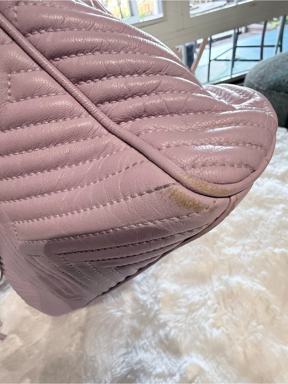 Bally Quilted Lavender Manuela Tote with Tassel